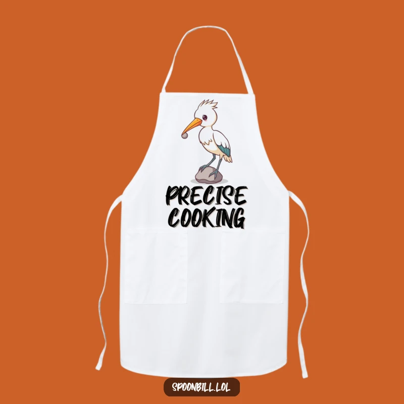 Determined Spoonbill Chef Apron: Funny Bird Balancing Stone for Unique Gifts!