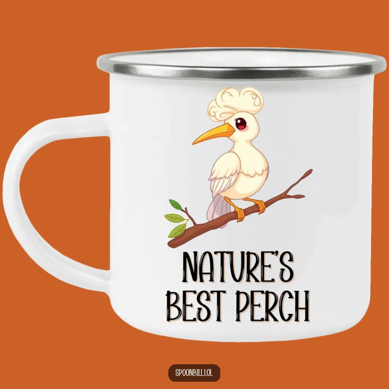 Funny Whimsical Spoonbill Bird Camping Mug - Adventure Ready Feathered Friend