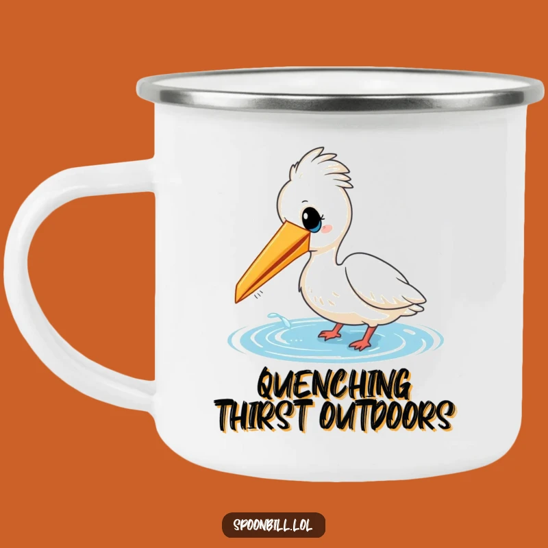 Funny Cheerful Spoonbill Bird Camping Mug - Playful Water Adventure Gift