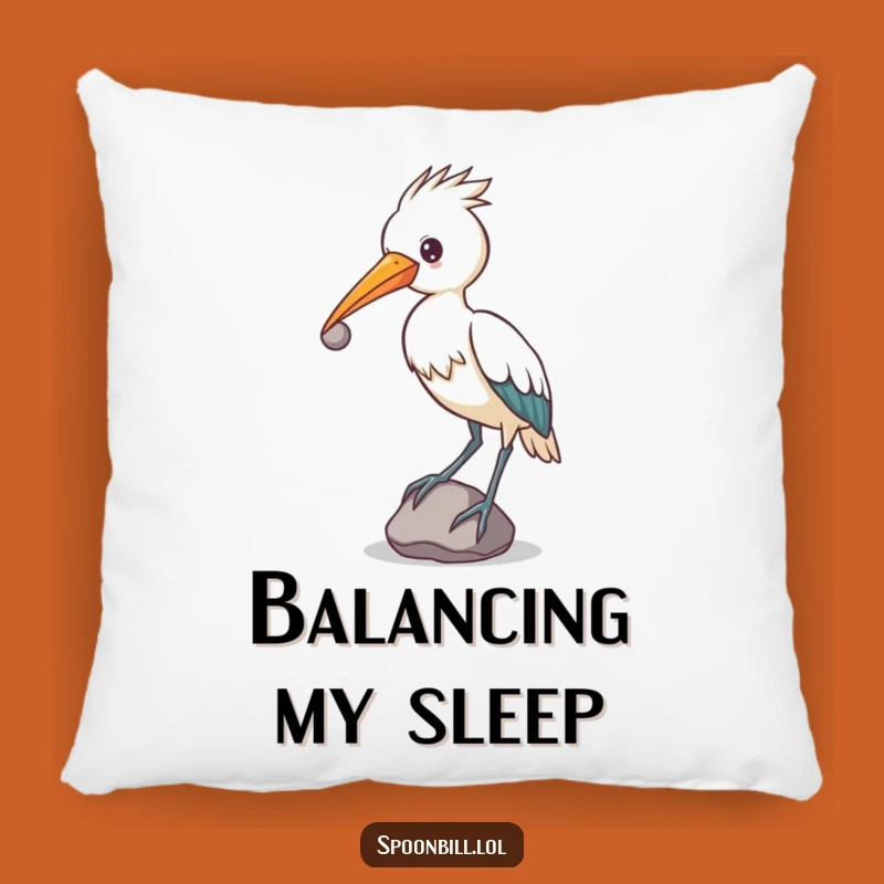 Funny Spoonbill Pillow: Cozy Stone Balancing Cushion for Unique Comfort!