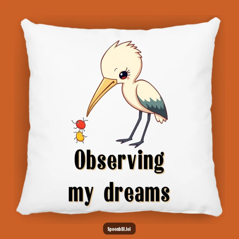Funny Spoonbill Insect Pillow: Soft Curious Bird, Cozy Accent