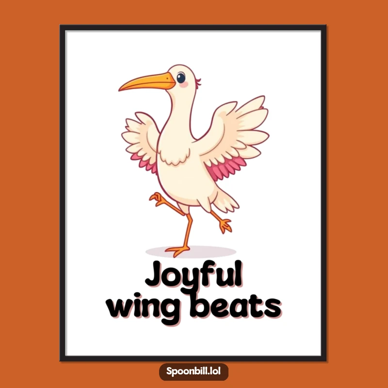 Funny Dancing Spoonbill Bird Digital Art - Decorate with This Joyful Feathered Friend Print