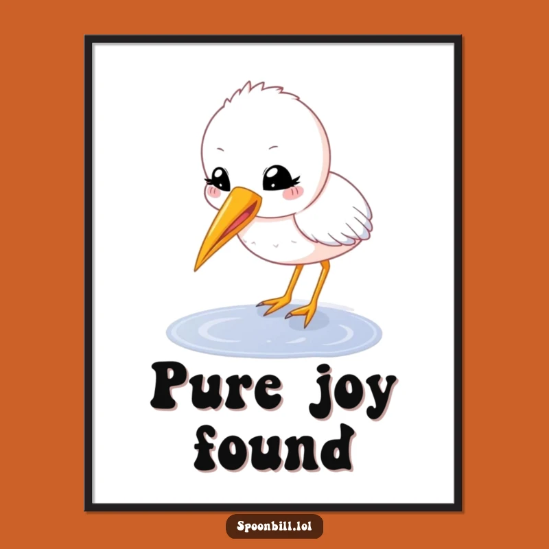 Funny Happy Spoonbill Chick Digital Art - Cute Bird Printable, Instant Funny Gift