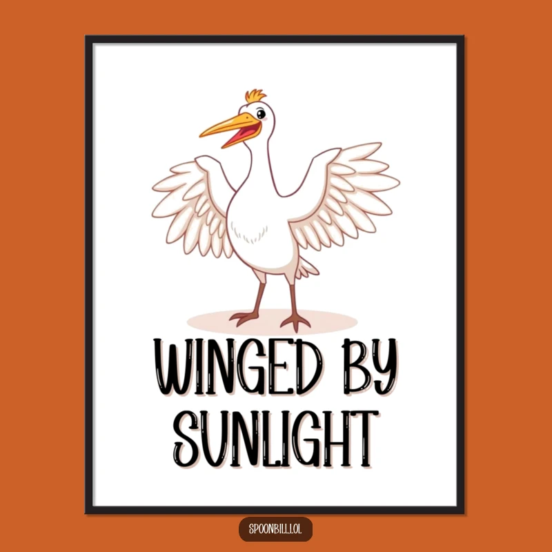 Funny Happy Spoonbill Bird Wings Digital Print - Instant Majestic Art