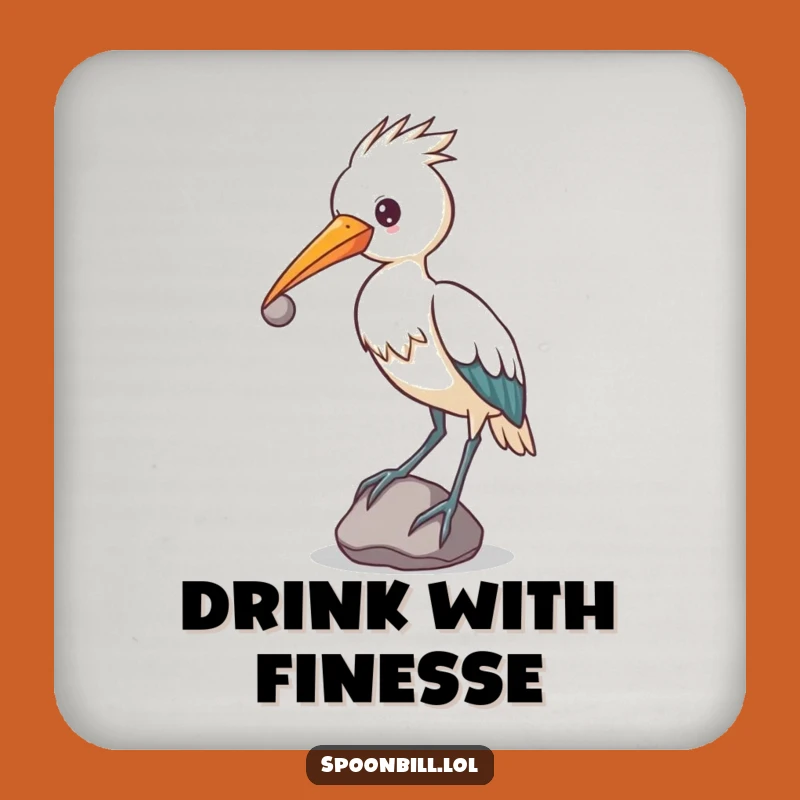 Determined Spoonbill Coaster: Funny Bird Balancing Stone for Unique Protection!