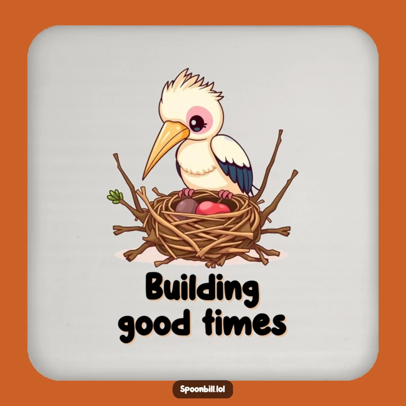 Funny Busy Spoonbill Bird Coaster - Protect Surfaces While You Build with This Feathered Friend Decor