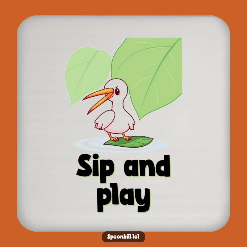 Funny Spoonbill Leaf Drink Coaster: Protect Surfaces with Playful Bird, Chic Set