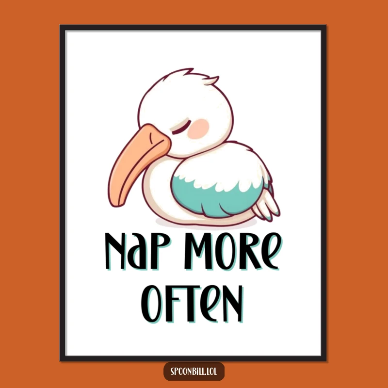 Funny Sleepy Spoonbill Bird Poster - Add Tranquility with This Feathered Friend Art