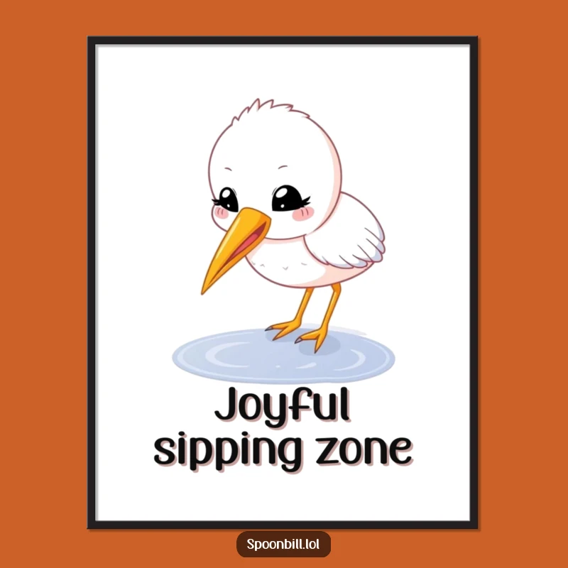 Funny Happy Spoonbill Chick Poster - Cute Bird Art, Whimsical Funny Gift
