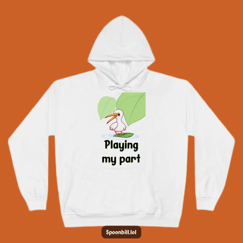 Funny Spoonbill Leaf Hoodie: Cozy Playful Bird, Warm and Whimsical