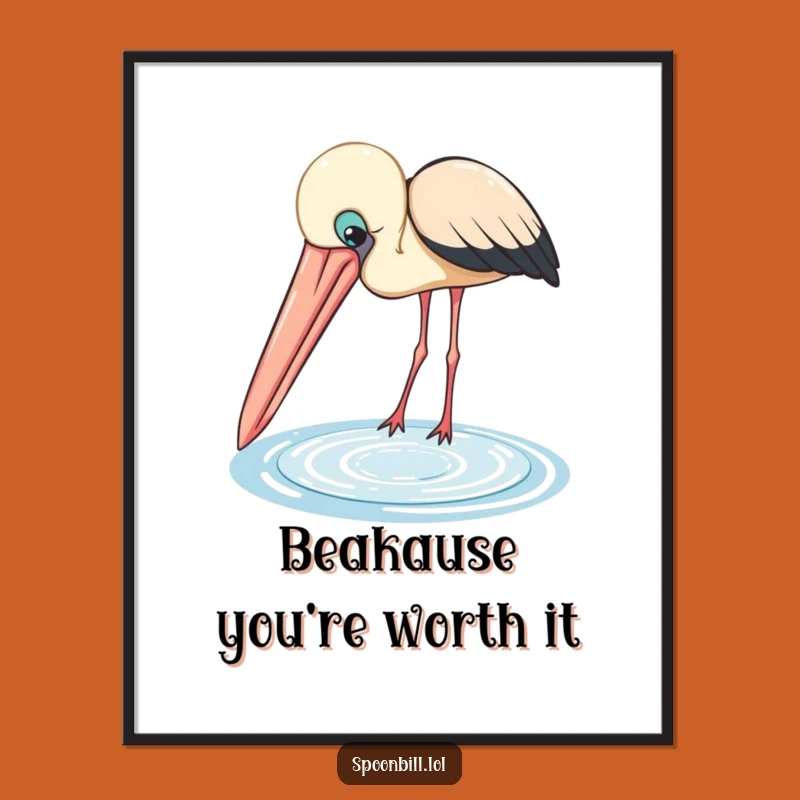 Free Printable Wall Art: Curious Spoonbill Diving Deep, Funny Downloadable Decor