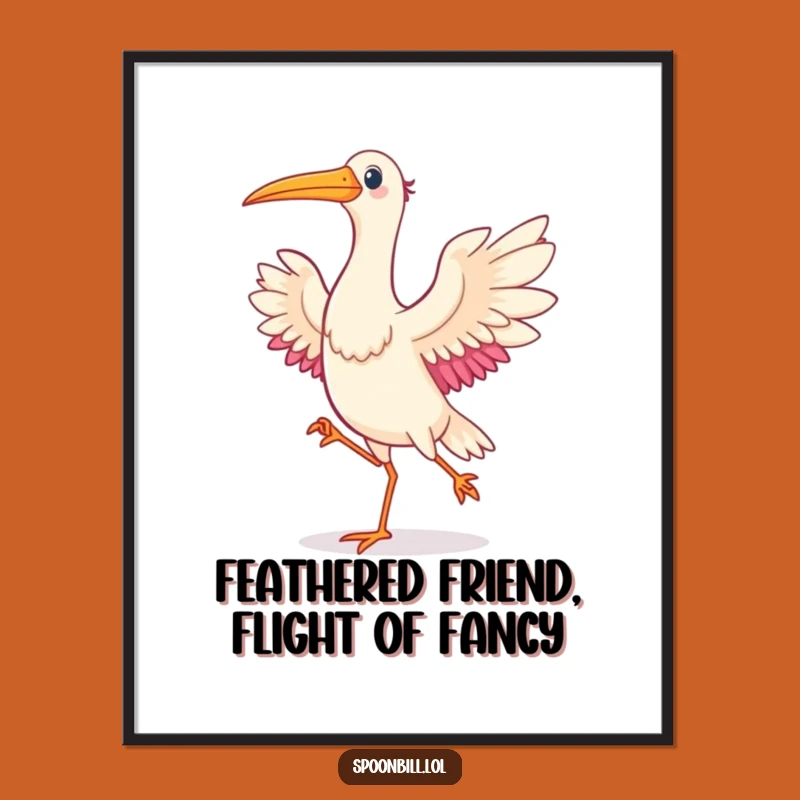 Free Printable Wall Art: Cheerful Spoonbill Dance Funny Downloadable Bird Art Decor