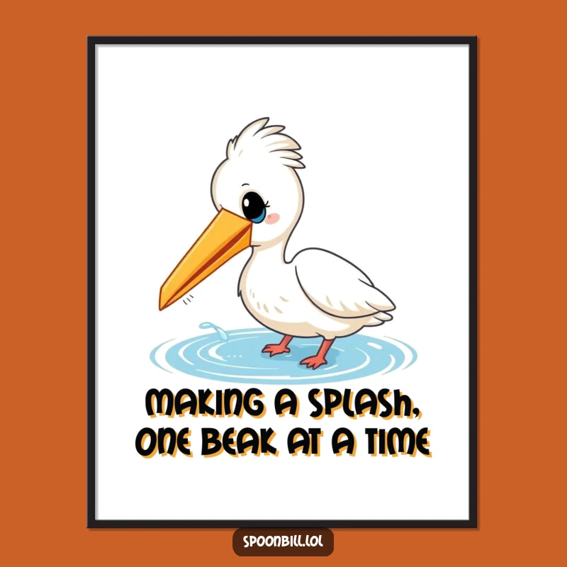 Funny Free Printable Wall Art: Cheerful Spoonbill Dipping Beak, Playful Downloadable Decor