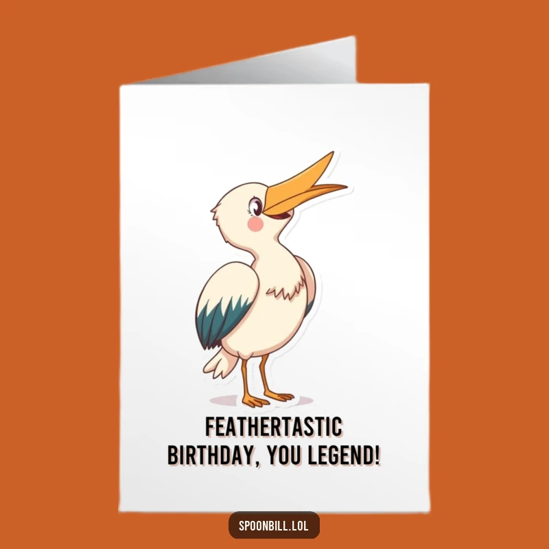 Free Printable Birthday Card: Joyful Spoonbill Bowing, Funny Downloadable Gift