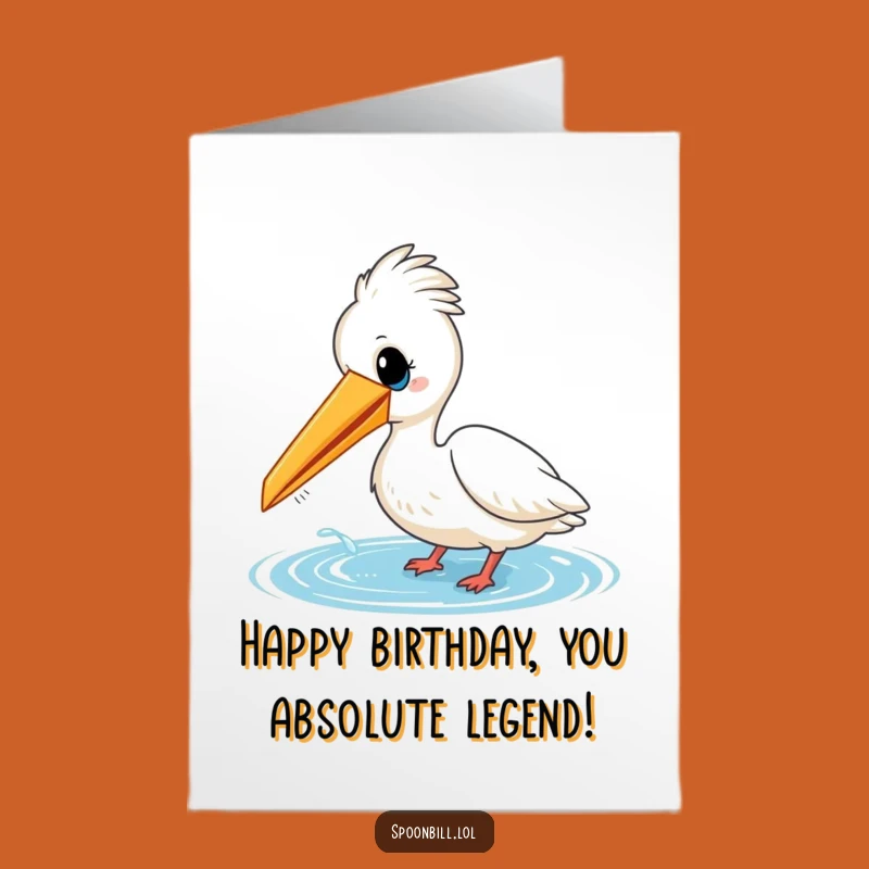 Funny Free Printable Birthday Card: Cheerful Spoonbill Dipping Beak Downloadable Gift