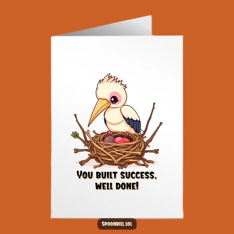 Free Printable Congrats Card: Crafty Spoonbill Nest Funny Downloadable Bird Art Gift