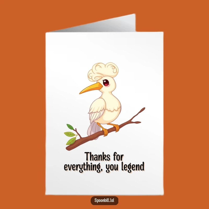 Free Printable Thank You Card: Whimsical Spoonbill Bird's Graceful Balance Thank You