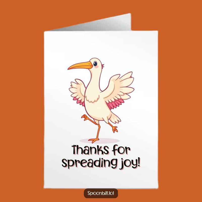 Free Printable Thank You Card: Dancing Spoonbill Funny Downloadable Bird Art Gift