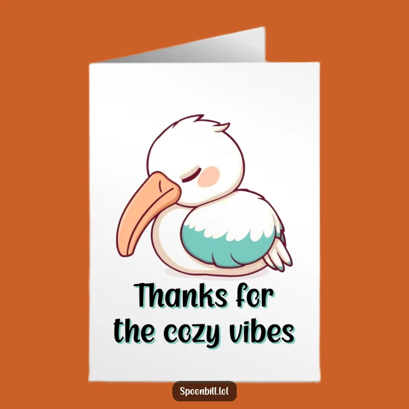 Free Printable Thank You Card: Napping Spoonbill Funny Downloadable Bird Art Gift
