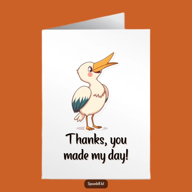 Free Printable Thank You Card: Joyful Spoonbill Bowing, Heartfelt Downloadable Gift