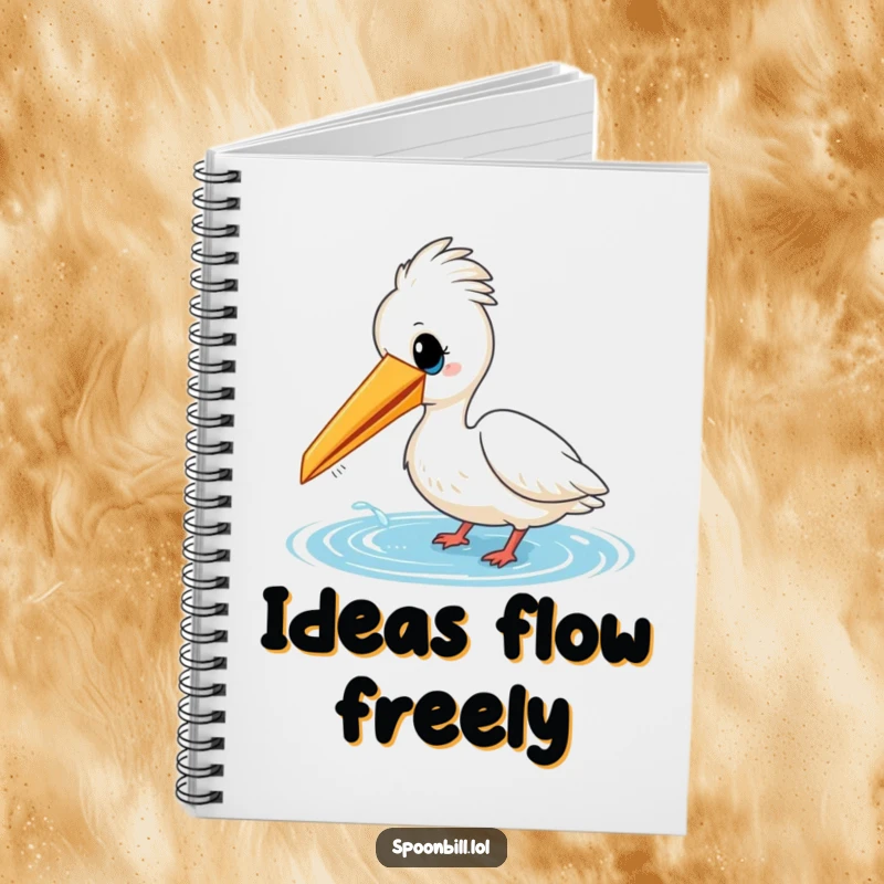 Funny notebook with a cheerful spoonbill bird playfully dipping its beak into water. Ideal for journaling, planning, and adding a touch of fun.
