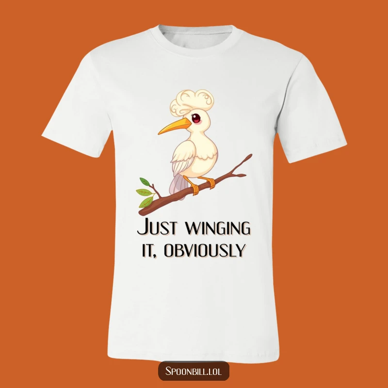 Funny Curly Spoonbill Bird Balancing Tee - Whimsical Feathered Friend Shirt Gift